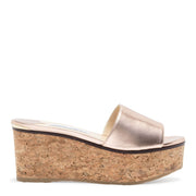 Deedee 80 Rose Gold Leather Wedges