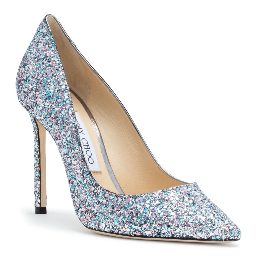 Jimmy Choo | Romy 100 Light Blue Glitter Pumps | Savannahs