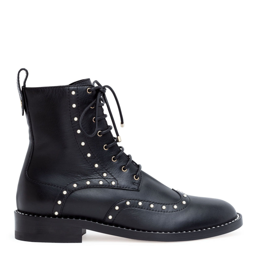 Jimmy Choo | Hanah 10 black leather pearl boots | Savannahs