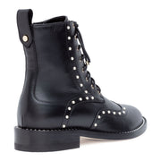 Hanah 10 black leather pearl boots