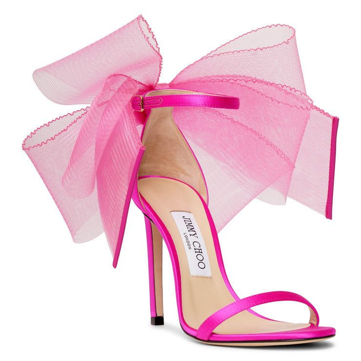 Aveline 100 pink satin sandals