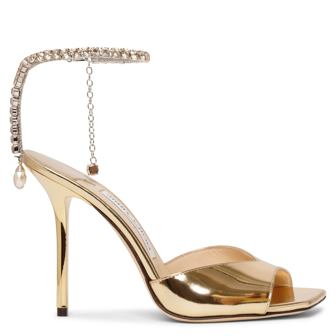 【関税込み】Jimmy Choo ゴールド Saeda 100 ヒールサンダル JC22116S-Jimmy-Choo-Saeda-100-