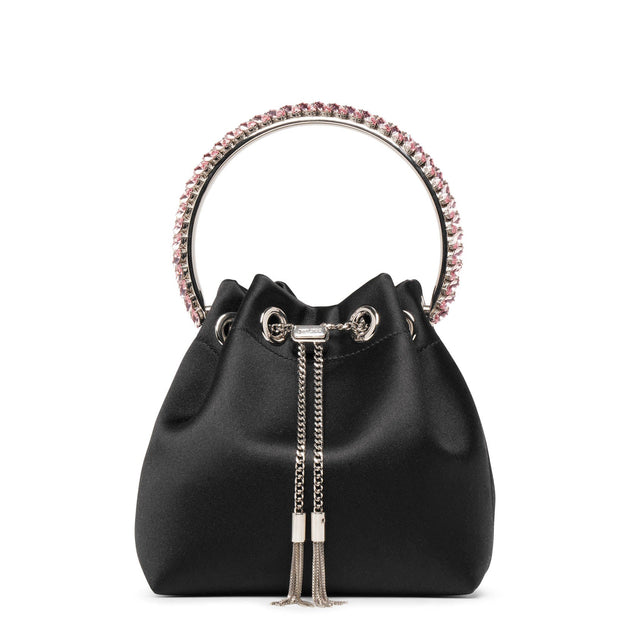 Jimmy Choo | Bon-Bon-black-satin-crystal-bag | Savannahs