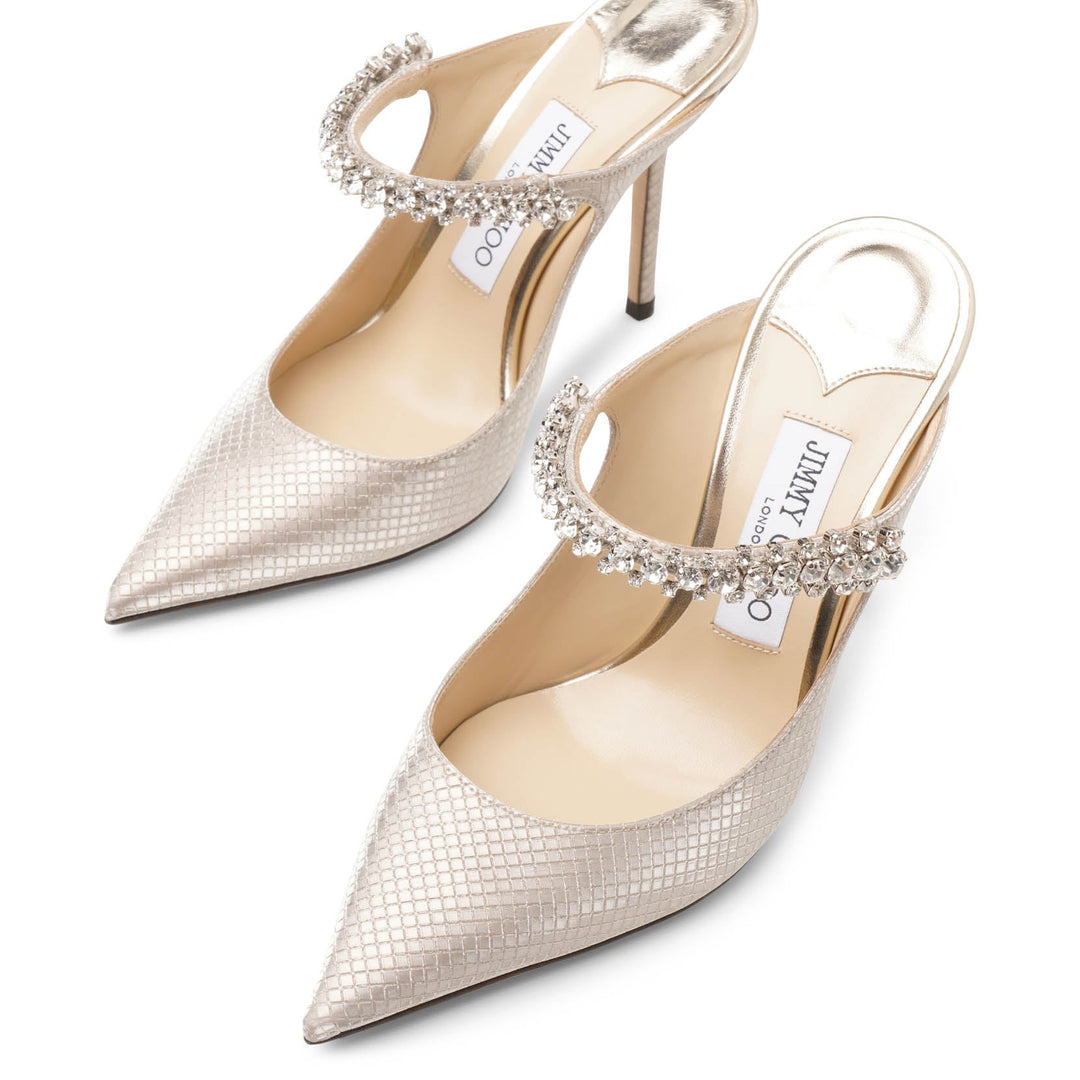 Jimmy Choo Bing 100 champagne glitter mules Savannahs