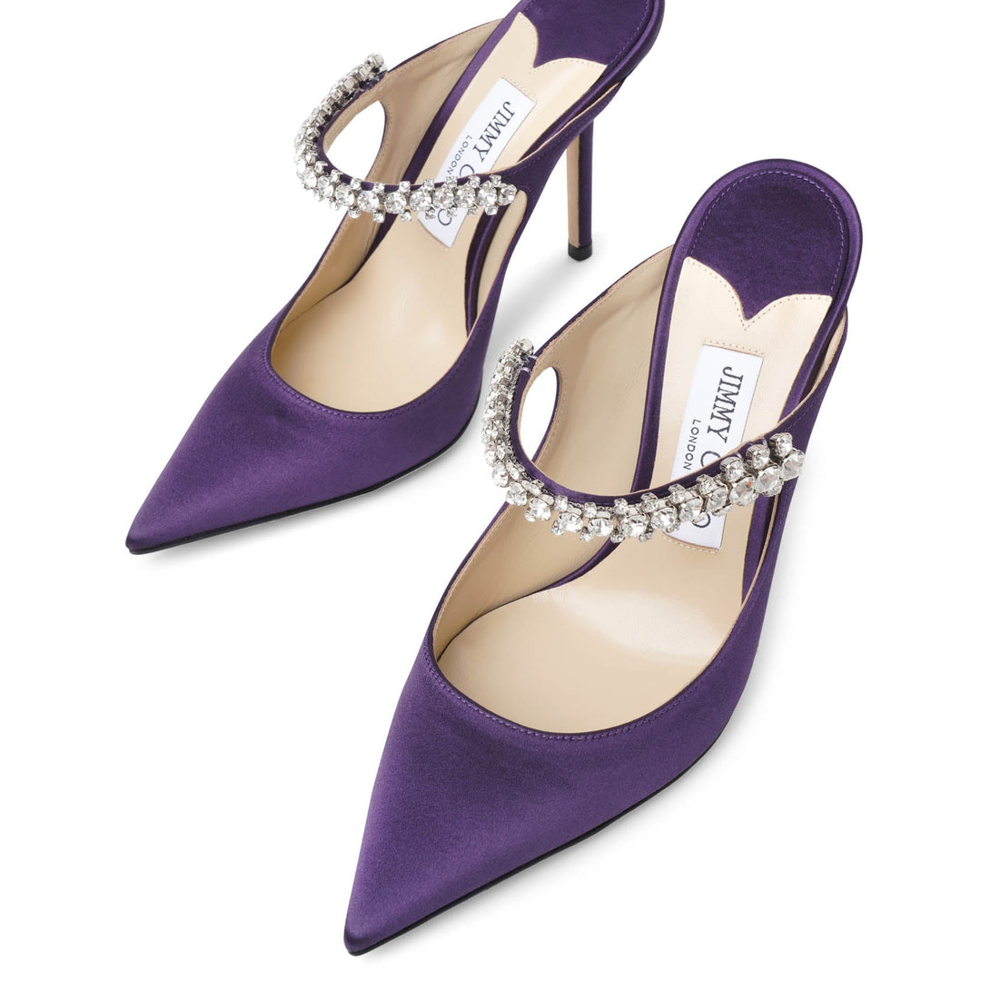 Jimmy Choo Bing 100 purple satin mules Savannahs