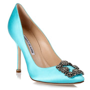 Hangisi 105 turquoise blue satin pump