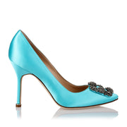 Hangisi 105 turquoise blue satin pump