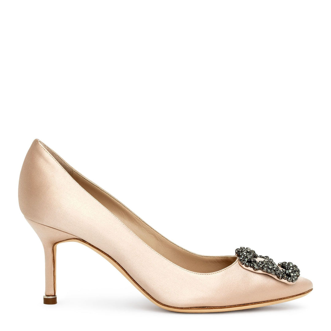 Manolo Blahnik | Hangisi 70 Bellini Nude Satin Pumps | Savannahs