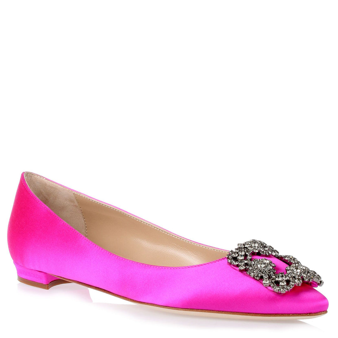 【特別送料無料！】 Manolo ballerina satin pink hot Flat Hangisi | Blahnik 靴