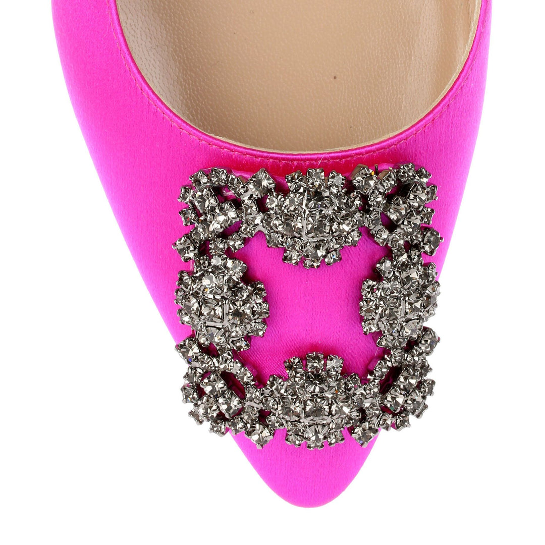 Manolo Blahnik | Hangisi Flat hot pink satin ballerina