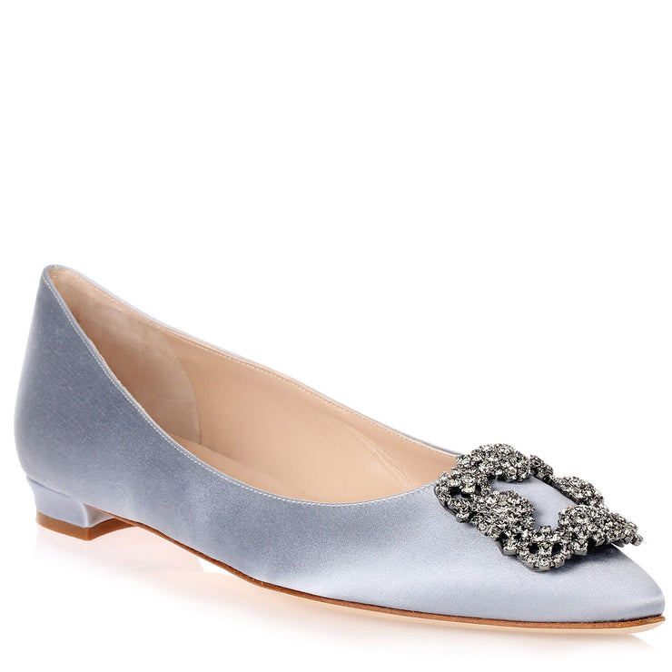 Hangisi Flat pearl grey satin ballerina