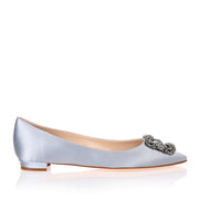 Hangisi Flat pearl grey satin ballerina