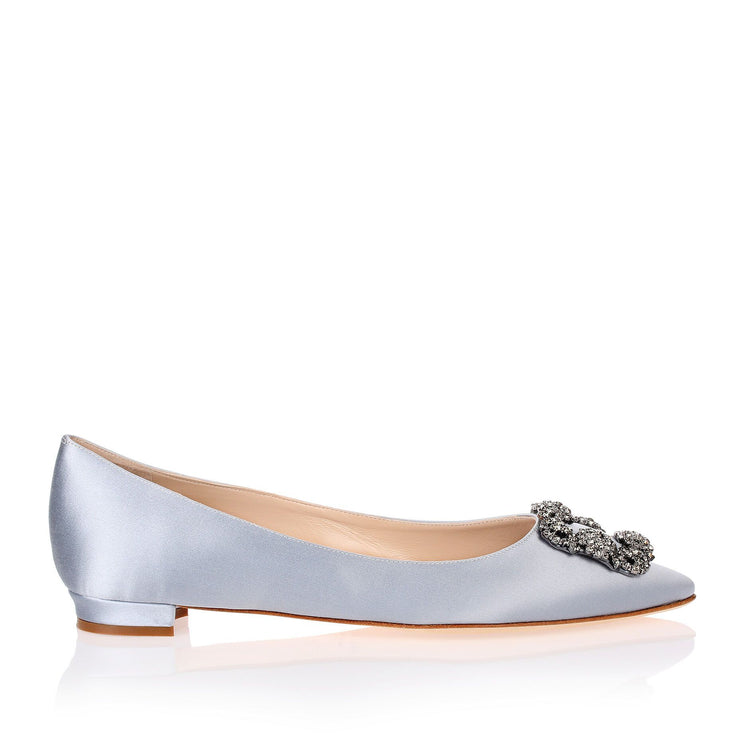 Hangisi Flat pearl grey satin ballerina