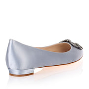 Hangisi Flat pearl grey satin ballerina