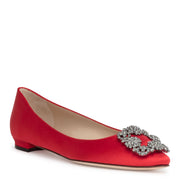 Hangisi Flat red satin ballerina