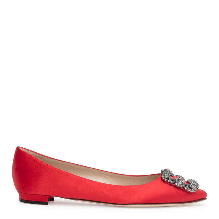 Hangisi Flat red satin ballerina