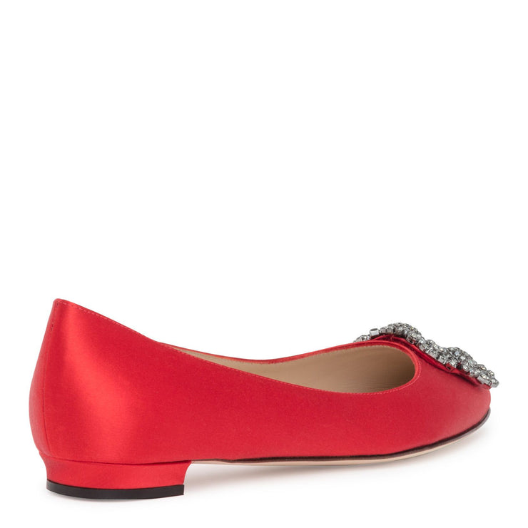 Hangisi Flat red satin ballerina