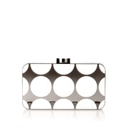 Mina white gunmetal clutch