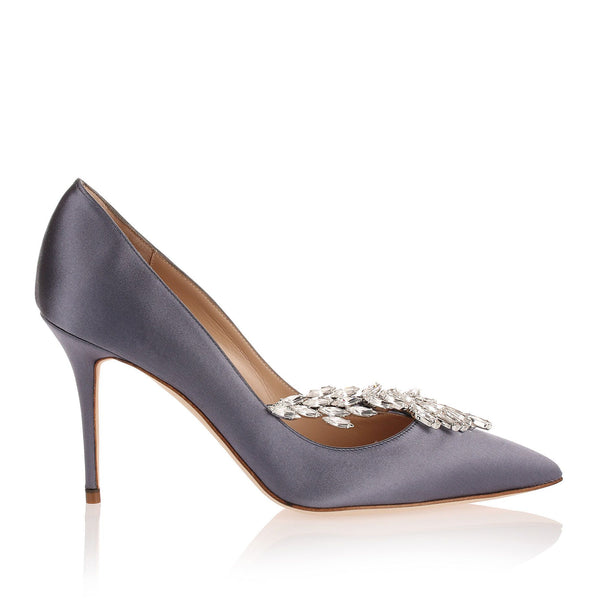 Manolo Blahnik | Nadira grey blue satin pump | Savannahs