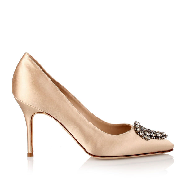 Manolo Blahnik | Okkava champagne satin pump | Savannahs