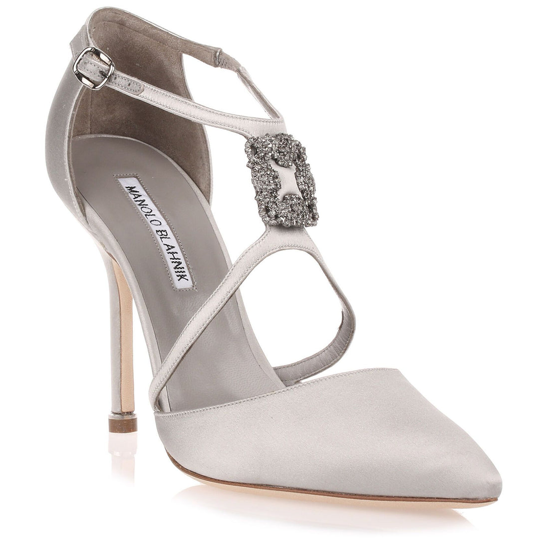 Manolo Blahnik | Seneca 105 satin silver pump | Savannahs