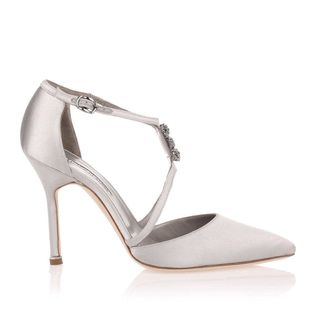 Manolo Blahnik | Seneca 105 satin silver pump | Savannahs