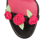 Xafiore black leather rose sandal