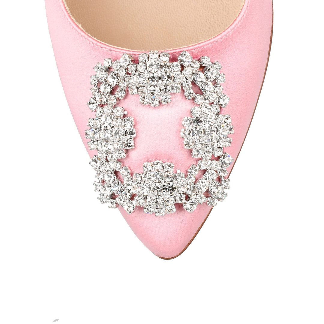 フラットシューズ MANOLO BLAHNIK Antiqued Pink Satin Hangisi Ballerinas Manolo Blahnik Antiqued Pink Satin Hangisi Ballerinas