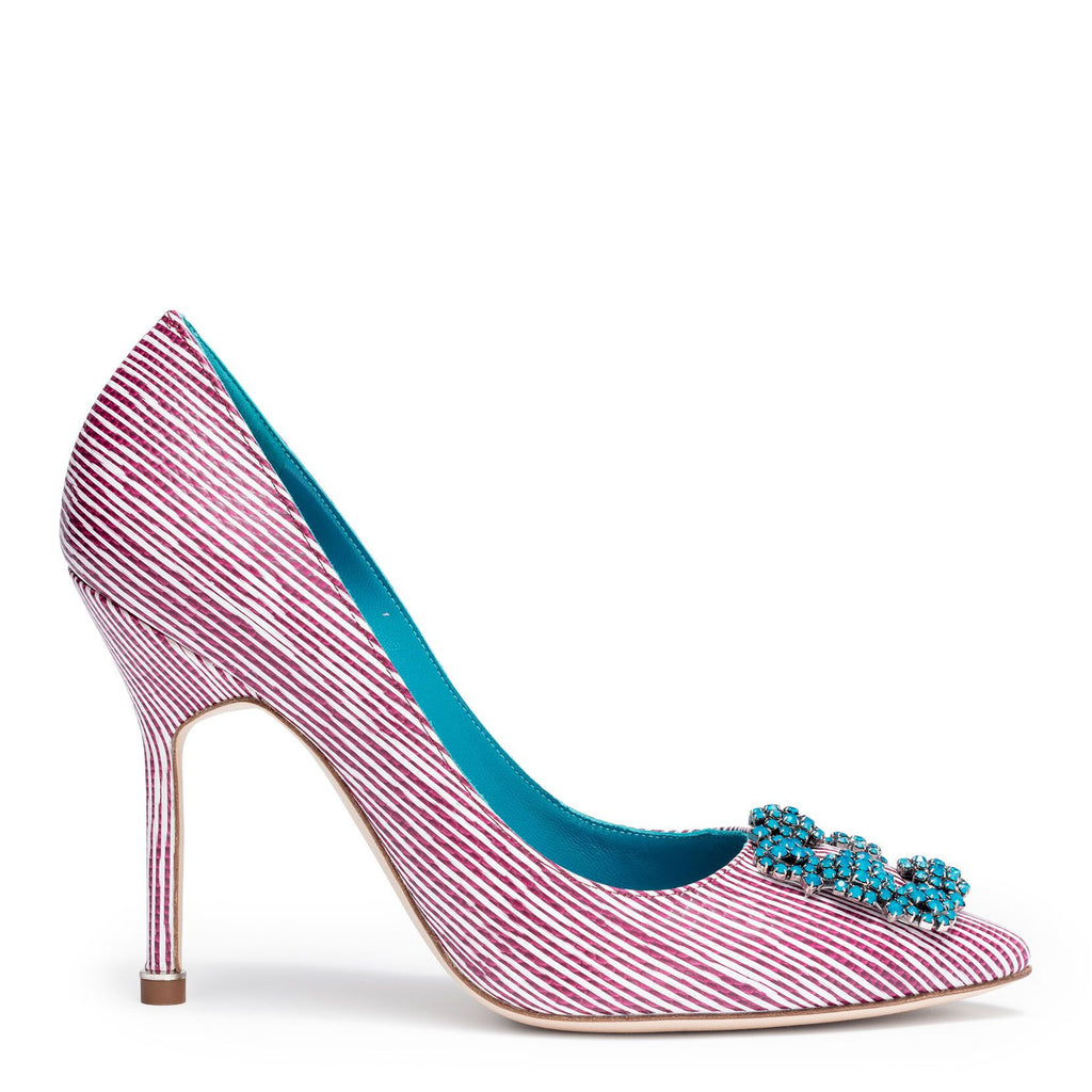 Manolo Blahnik | Hangisi 105 leather stripe pumps | Savannahs