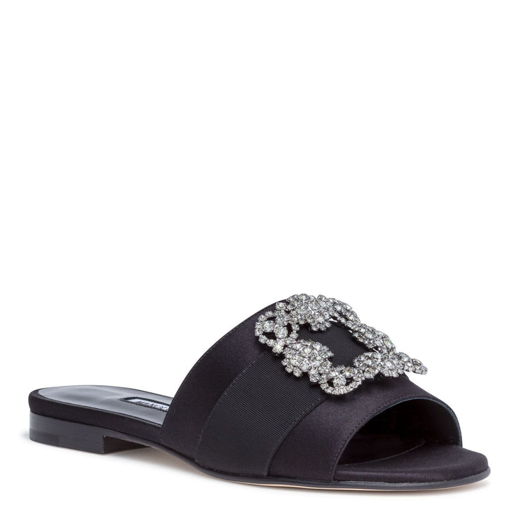 Martamod black satin slip-on flats