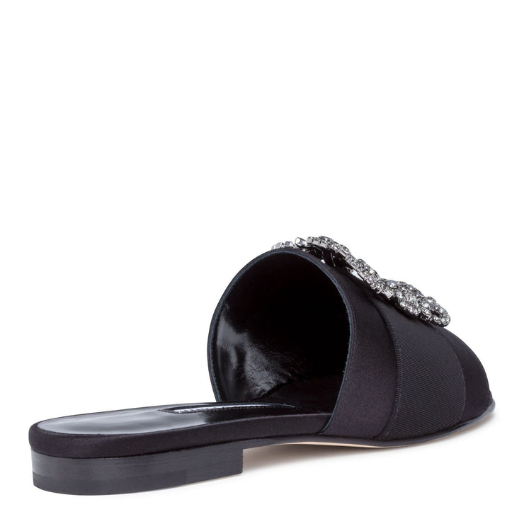 Martamod black satin slip-on flats