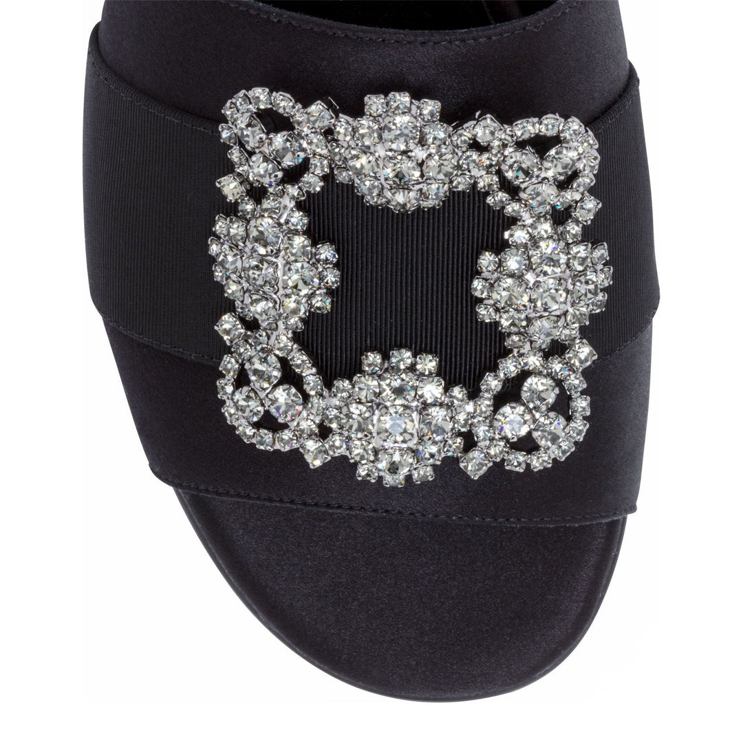 Manolo Blahnik | Martamod black satin slip-on flats | Savannahs