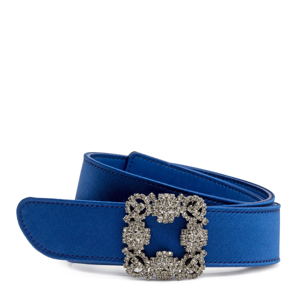 Manolo Blahnik Hangisi royal blue satin 30mm belt Savannahs