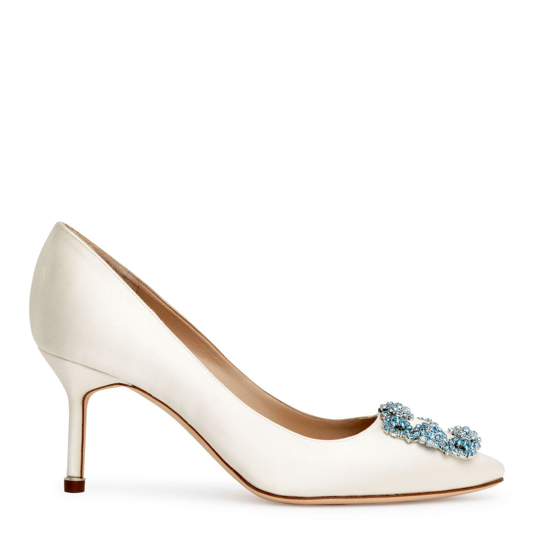 Manolo Blahnik | Hangisi Bridal 70 ivory satin pumps | Savannahs