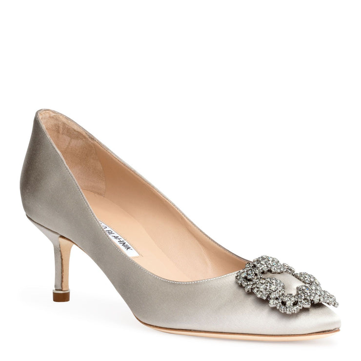 Silver cheap satin pumps