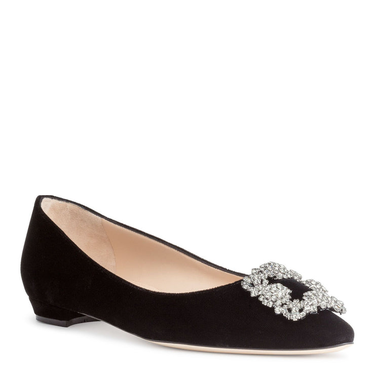 Hangisi flat black velvet ballerinas