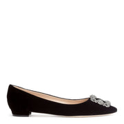 Hangisi flat black velvet ballerinas