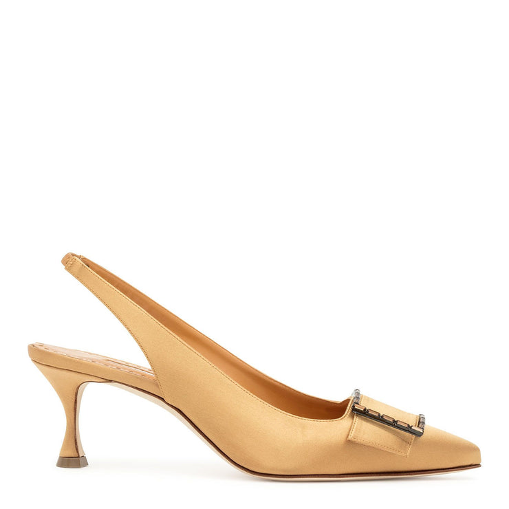 Dolores yellow satin pumps