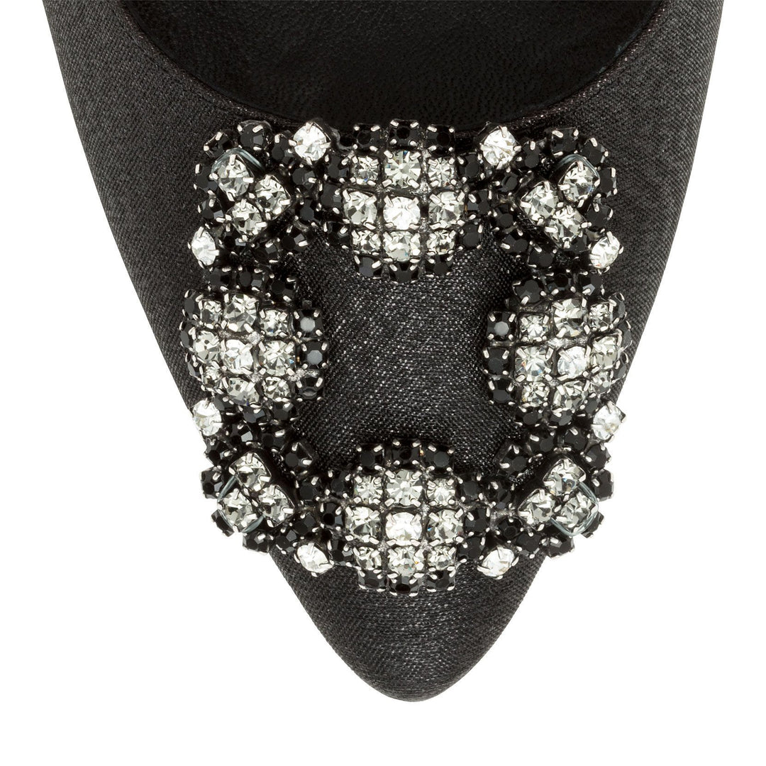 Manolo Blahnik 37 黒 Hangisi 105 Classic / hand made] Manolo Blahnik HANGISI 105 BLACK SATIN