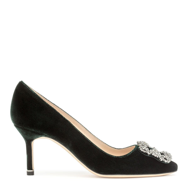 Manolo Blahnik ベルベット ブラック 36.5 HANGISI VELVET 70 | Black Velvet Jewel Buckle Pumps | Manolo Blahnik