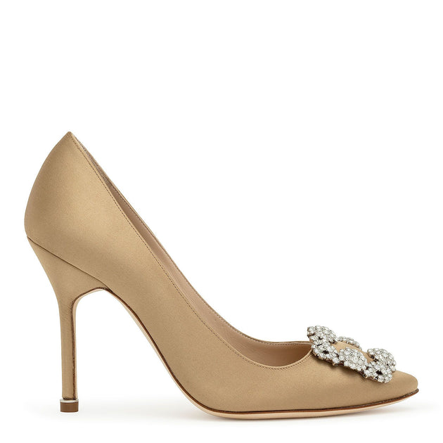 Manolo Blahnik | Hangisi 105 golden brown satin pumps | Savannahs