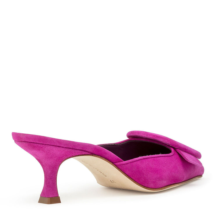 Maysale 50 fuxia suede mules