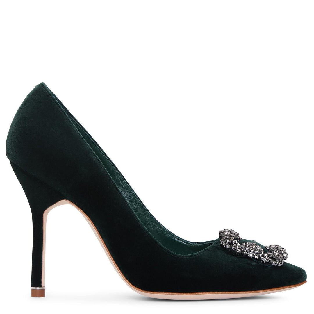 Manolo Blahnik | Hangisi 105 velvet dark green pumps | Savannahs