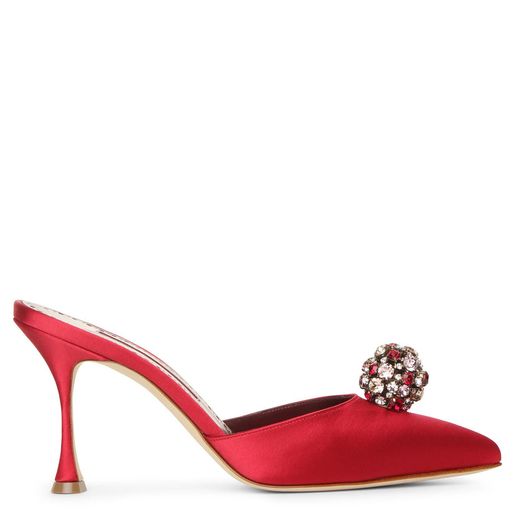 Manolo Blahnik | Kavafi 90 red satin mule pumps | Savannahs