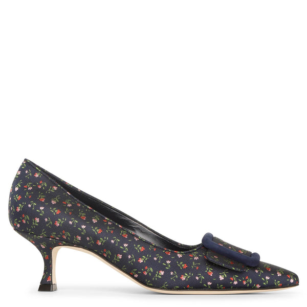 【MANOLO BLAHNIK】メイセールポンプ50 HANGISI 50 | Blue Satin Jewel Buckle Pumps | Manolo Blahnik