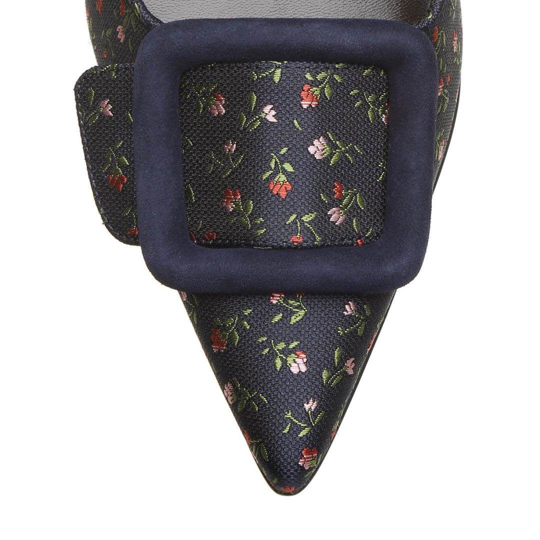【MANOLO BLAHNIK】メイセールポンプ50 HANGISI 50 | Blue Satin Jewel Buckle Pumps | Manolo Blahnik