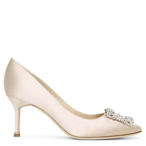 Manolo Blahnik | Hangisi 70 nude satin pumps | Savannahs