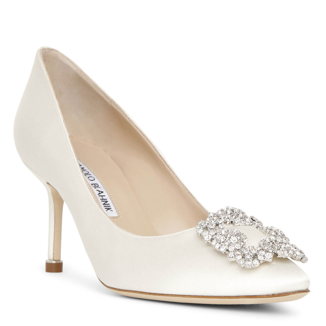 Manolo Blahnik Hangisi 70 ivory satin pumps Savannahs