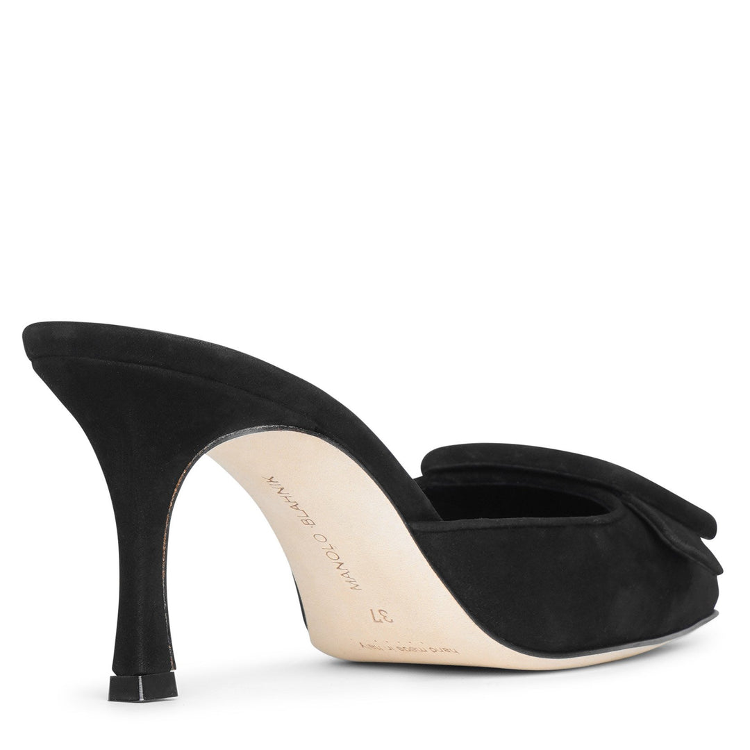 送料込/関税込■Manolo Blahnik■Maysale 70 スエードミュール MAYSALE 70 | Black Suede Buckle Mules | Manolo Blahnik