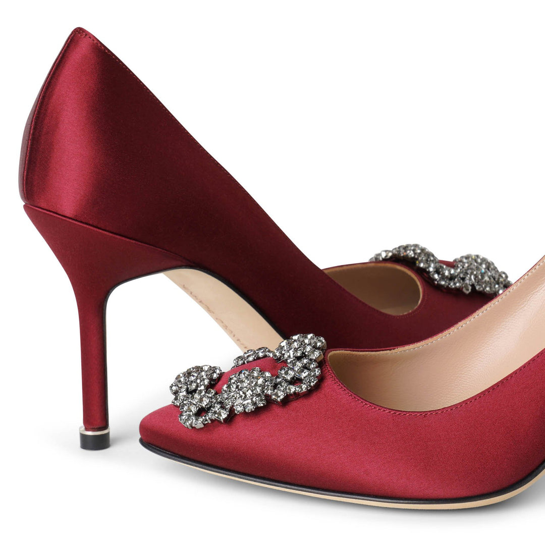 Burgundy satin pumps on sale